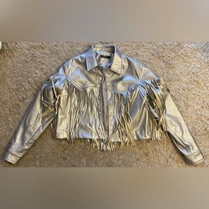 Nasty Gal Silver Fringe Leather Jacket